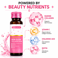Boisson au collagène marin avec acide hyaluronique, vitamine C et biotine – Liquide oral beauté quotidien favorisant l'hydratation et une peau éclatante