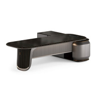 Mobilier de bureau design léger et luxueux Table de direction noire de haute qualité Bureau de patron de luxe moderne pour PDG