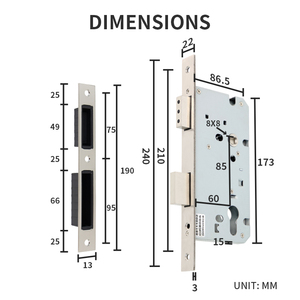 耐久性のあるドアロック部品6085 Mortise磁気ロックボディソリッドスクエアデッドボルトラッチ機械式シリンダーロックボディ - Product Image 4