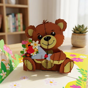 Éxito de Ventas, Osito de Peluche 3D Personalizado, Tendencia en Vietnam, Tarjeta de Felicitación Hecha a Mano, Animal de Papel Lavable, Decoración para el Hogar, Regalos - Product Image 2