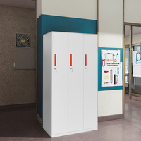 Armoire de rangement métallique portable et assemblable à 3 portes, casier détachable avec serrure à clé pour bureau, école, salle de sport ou appartement