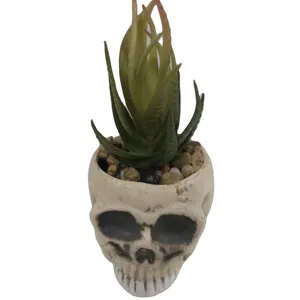 factory price Skull Artifical Potted Succulent Plant For Desktop Decoration; Potted 9*8*11