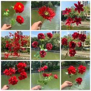 Decorazioni per Matrimoni [Serie Rosso Brillante] Bouquet di Fiori Artificiali e Decorazioni per Soffitti <span class=keywords><strong>con</strong></span> Rose, Gigli, Tulipani e Phalaenopsis - Product Image 4