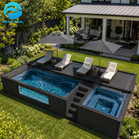 Piscine familiale préfabriquée de luxe en fibre de verre et verre acrylique pour extérieur, piscine conteneurisée de 20 pieds