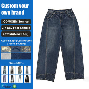 Pantalones Vaqueros Anchos <span class=keywords><strong>de</strong></span> <span class=keywords><strong>Mujer</strong></span> con Diseño Curvo <span class=keywords><strong>de</strong></span> Pierna, Estilo Cimitarra, <span class=keywords><strong>de</strong></span> Algodón Pesado, Moda Urbana, Jeans <span class=keywords><strong>de</strong></span> <span class=keywords><strong>Mujer</strong></span> - Product Image 1