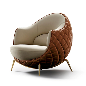 Silla de sofá individual de cuero de lujo moderno, luz de diseño simple para comedor o ocio en Villa, sala de estar - Product Image 6