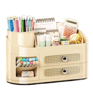 Desktop <b>Storage</b> <b>Box</b> Stationery Pen Holder <b>Drawer</b> Style Multi Functional Organizer For Students And Offices Large Capacity - Product Image 5