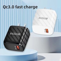 Adaptateur mural de voyage USB à charge rapide EU US QC3.0 18W noir et blanc avec sortie 5V/3A pour iPhones