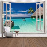 Tapisserie murale 3D Homiest, paysage océanique, soleil, coucher de soleil, mer, plage, tapisserie de fenêtre, chambre à coucher, salon, décoration de la maison