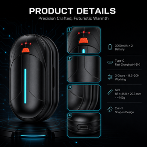 Calentador <span class=keywords><strong>de</strong></span> Manos Recargable con Tira <span class=keywords><strong>de</strong></span> <span class=keywords><strong>Luz</strong></span> LED, Calentador Eléctrico Portátil USB <span class=keywords><strong>de</strong></span> Bolsillo, Batería <span class=keywords><strong>de</strong></span> 6000mAh, Calentamiento Rápido en 0.5s para Uso en Auto y RV - Product Image 3