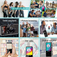 Reproductor de música MP3 MP4 digital multifuncional, botón táctil de pantalla de 2,4 pulgadas con cámara de Radio FM, compatible con oficina en casa y exteriores