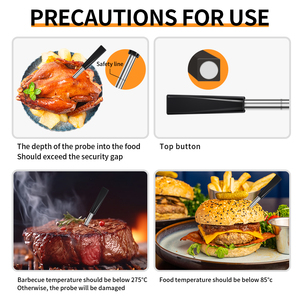 Nouveauté Thermomètre alimentaire de cuisine rechargeable par USB Mini thermomètre de <span class=keywords><strong>barbecue</strong></span> sans fil <span class=keywords><strong>Sonde</strong></span> en acier inoxydable - Product Image 3