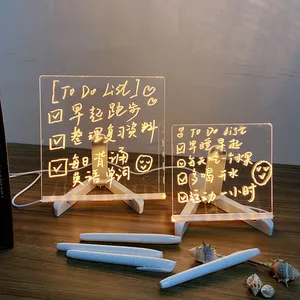 Large Size Rewritable Night, Light With Message Board Led Acrylic Memo Board Foldable Stand Doodle Draw Blank Acrylic Led Lamp/