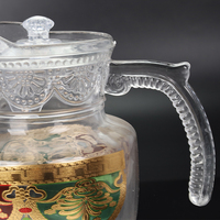 Ensemble d'eau 7 pièces avec décalcomanie d'impression pichet en verre transparent avec couvercle ensemble de verre à eau