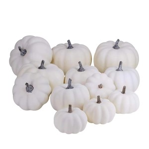 12 pièces de fausses citrouilles en mousse blanche, tailles assorties, style rustique, pour <span class=keywords><strong>Halloween</strong></span>, automne, Thanksgiving, Pâques, remise de diplôme - Product Image 4