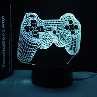 Lampu meja game animasi kartun, lampu malam dengan Remote Control pola Anime seni 3D
