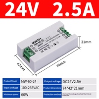Transformateur de bande LED ultra-mince MWISH 24W 60W 100W, alimentation à découpage de petit volume 24V DC, entrée 100-265V avec protection