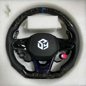 Volant en cuir et fibre de carbone pour VW <span class=keywords><strong>Golf</strong></span> MK7 GTI/GTS/R-Line Polo/Scirocco <span class=keywords><strong>GTD</strong></span>/GTE/GLI CC/Jetta Control Fit - Product Image 2