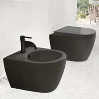 Toilette Duduk en marbre travertin, à poser au sol, en céramique noire, à double chasse, réservoir encastré, pour villa, lavabo, design moderne