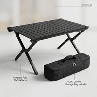 Table de camping pliante entièrement en aluminium avec rail coulissant intégré, plateau double face, taille moyenne, pour pique-nique en plein air