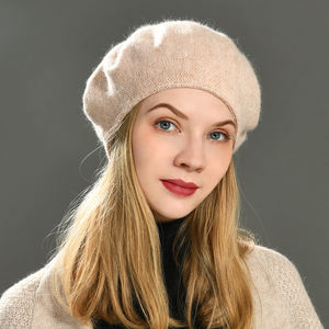 أنيقة مزدوجة الطبقة قبعة القبعات الفرنسية من الكشميرية مخصصة للشتاء البريطانية الحياكة عالية الجودة بالجملة قبعة الفنان أزياء الكبار - Product Image 2