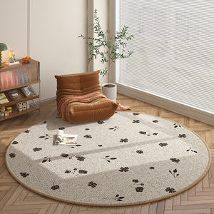 Rond personnalisé crème imprimé 3d fleur impression numérique tapis de sol en <span class=keywords><strong>boucle</strong></span> et <span class=keywords><strong>meilleur</strong></span> tapis pour la chambre à coucher - Product Image 3