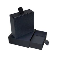 Boîte à bijoux en carton noir de petite taille avec tiroir coulissant pour bagues et colliers, emballage cadeau personnalisé avec logo, vente en gros