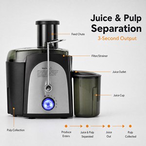 Extracteur de jus centrifuge multifonctionnel en aluminium OEM avec moteur AC, électrique, <span class=keywords><strong>pour</strong></span> usage domestique et extérieur, avec séparateur de pulpe - Product Image 4