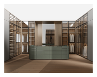 Système de dressing moderne et minimaliste sur mesure avec îlot central, portes vitrées, éclairage LED, étanche, pour chambre principale, centre commercial, hôtel