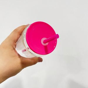 Gobelet en verre à double paroi réutilisable de 12 oz et 15 oz, pré-percé, avec couvercle en plastique et paille, style boule à neige - Product Image 3