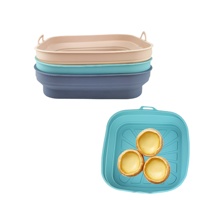 Ensemble de 3 plateaux de cuisson pliants carrés en silicone haute température Outils de cuisson ménagers pour friteuse à air et four à micro-ondes