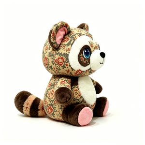 Peluche de mapache personalizado con estampado floral, peluche de mapache con estampado de flores vintage, muñeco de peluche de mapache, tela floral - Product Image 1