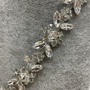 Catena di gioielli in cristallo quadrato trasparente per cucire su occhio di cavallo Applique in vetro rifilatura catena decorativa per avvolgere le scarpe - Product Image 4