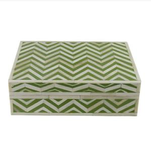 Caja de hueso de camello indio, patrón de zigzag, caja decorativa rectangular con incrustaciones de hueso, especialmente para decoración del hogar para el mejor regalo de cumpleaños - Product Image 1
