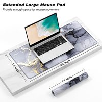 Clavier d'ordinateur XXL en marbre noir avec bords cousus et tapis de souris de jeu antidérapant