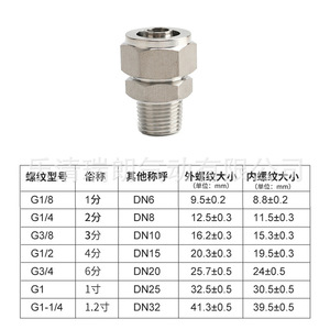 Ruilang Pneumatics 304 Stainless Steel External Thread Straight <b>Connector</b> G1 8 1 4 3 8 1 2 3 4 1 1 1 4 Air Hose Fitting - Product Image 2