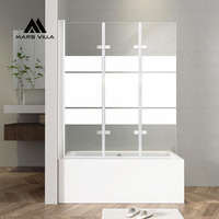Mars Villa Paroi de douche pliante sans cadre en verre CE, 47 L x 55 H, prix usine personnalisé