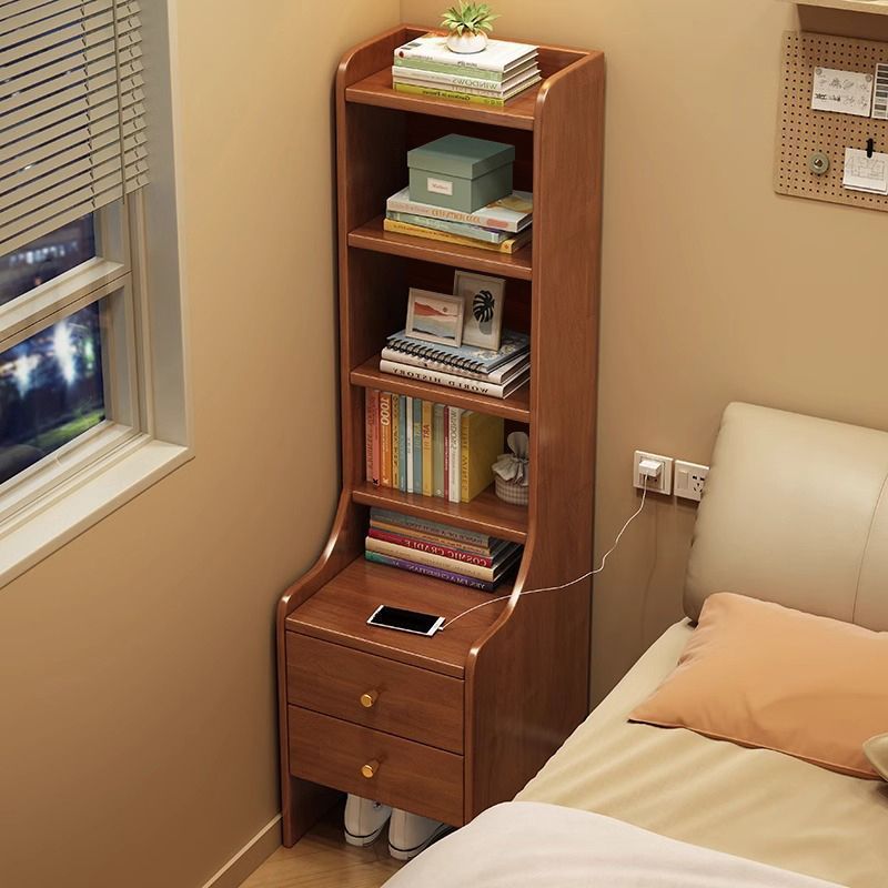 Three-tiered bedside table [walnut color]