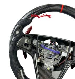 Volant personnalisé en fibre de carbone pour <span class=keywords><strong>Cadillac</strong></span> ATS <span class=keywords><strong>CTS</strong></span> <span class=keywords><strong>V</strong></span> Coupé/berline 2013-2018 avec palettes de changement de vitesse rouges - Product Image 4