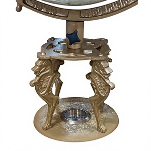 Globe terrestre classique en laiton avec base à boussole, globe décoratif nautique vintage pour la maison, la bibliothèque, le bureau - Product Image 3