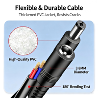 Câble d'extension d'alimentation industriel DC 5,5x2,1 mm mâle-femelle, conducteur en cuivre, isolation PVC pour CCTV, bande LED, routeur, DVR - 0,5m à 5m
