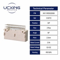 Conector WX 110D 32P 90 12V DC 2.5A, Contacto de Aleación de Cobre, Forma Rectangular, Adaptador Macho con Carcasa de SPS/PBT, 1318772
