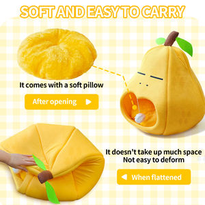 Großhandel niedlichen weichen flauschigen Fruchtform Indoor <span class=keywords><strong>Cat</strong></span> Cave Bett Welpe Haustier Schlaf bett Kissen Haus - Product Image 6
