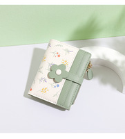 TAOMICMIC Portefeuille court pour femme en cuir PU, motif floral, mignon, durable, grande capacité, porte-cartes, avec bouton, fin, pour monnaie