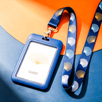 Ensemble porte-badge coulissant personnalisé ODM/OEM avec cordon, étui rigide en ABS pour carte d'identité, sangle réglable pour entreprise/étudiant