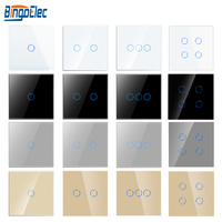 Interrupteur mural tactile en verre Bingoelec avec logo personnalisé 1/2/3/4, LED, pour maison, vente en gros, électrique, CE RoHS