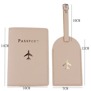 Estuche de Viaje Delgado y Elegante para Pasaporte, Juego de Maletas de Cuero PU con Funda Protectora, Etiqueta con Nombre y Patrón de Letras, Resistente al Agua - Product Image 2