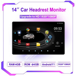 Moniteur d'appuie-tête Android 14 pouces Incell, écran tablette 2K pour siège arrière, lecteur vidéo automobile, prend en charge Netflix/YouTube/<span class=keywords><strong>Facebook</strong></span> Mirror Link - Product Image 1