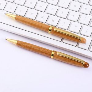 Stylo bille en bambou gravé personnalisé avec logo promotionnel, écologique et en métal torsadé - Product Image 2