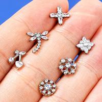 Boucles d'oreilles Toposh en titane ASTM F136, motif fleur, pour cartilage, G23, à enfiler sans filetage, accessoires rock pour mariages et fiançailles